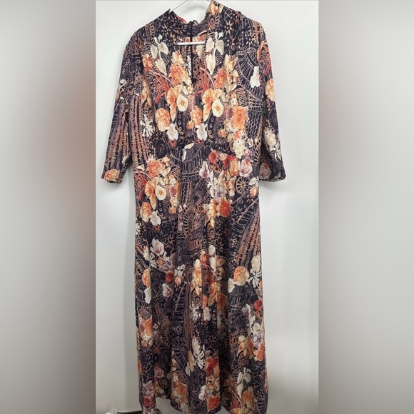 Soft Surroundings Size XL Adamaris Dress long 3/4 sleeve maxi v-neck - Picture 2 of 5